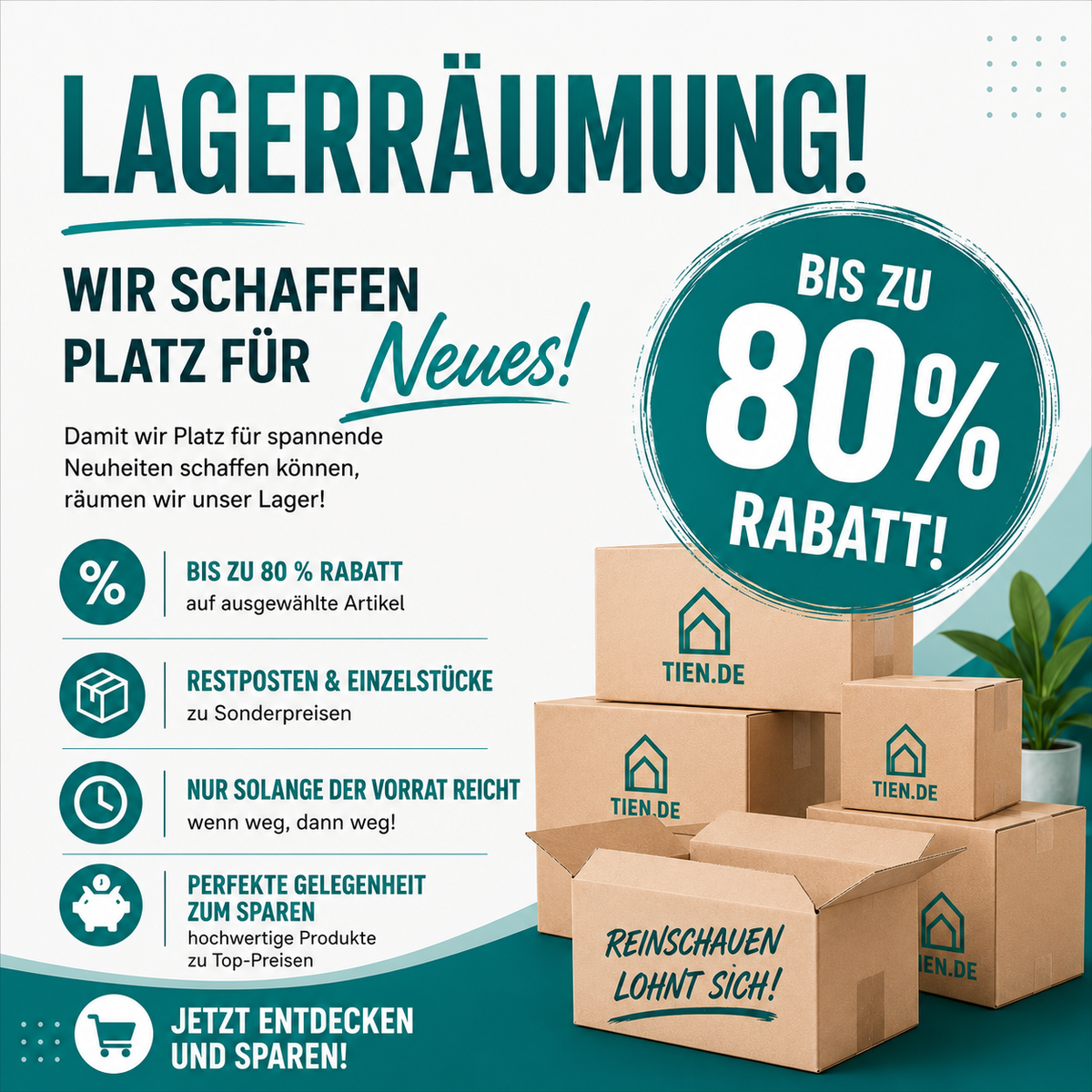 Lagerräumung gestartet – Restposten zu Spitzenpreisen!